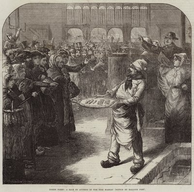 Inside Paris, a Sale by Auction in the Fish Market by Charles J. Staniland